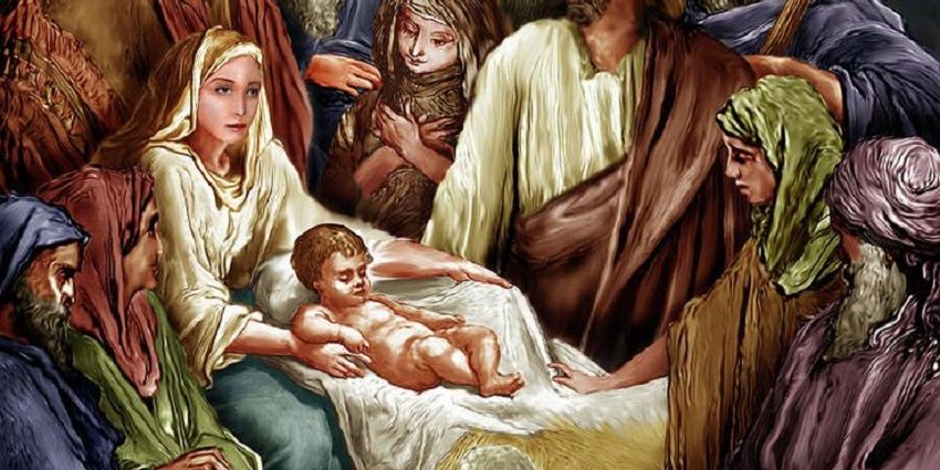 Szopka Bożonarodzeniowa - obraz olejny na płótnie