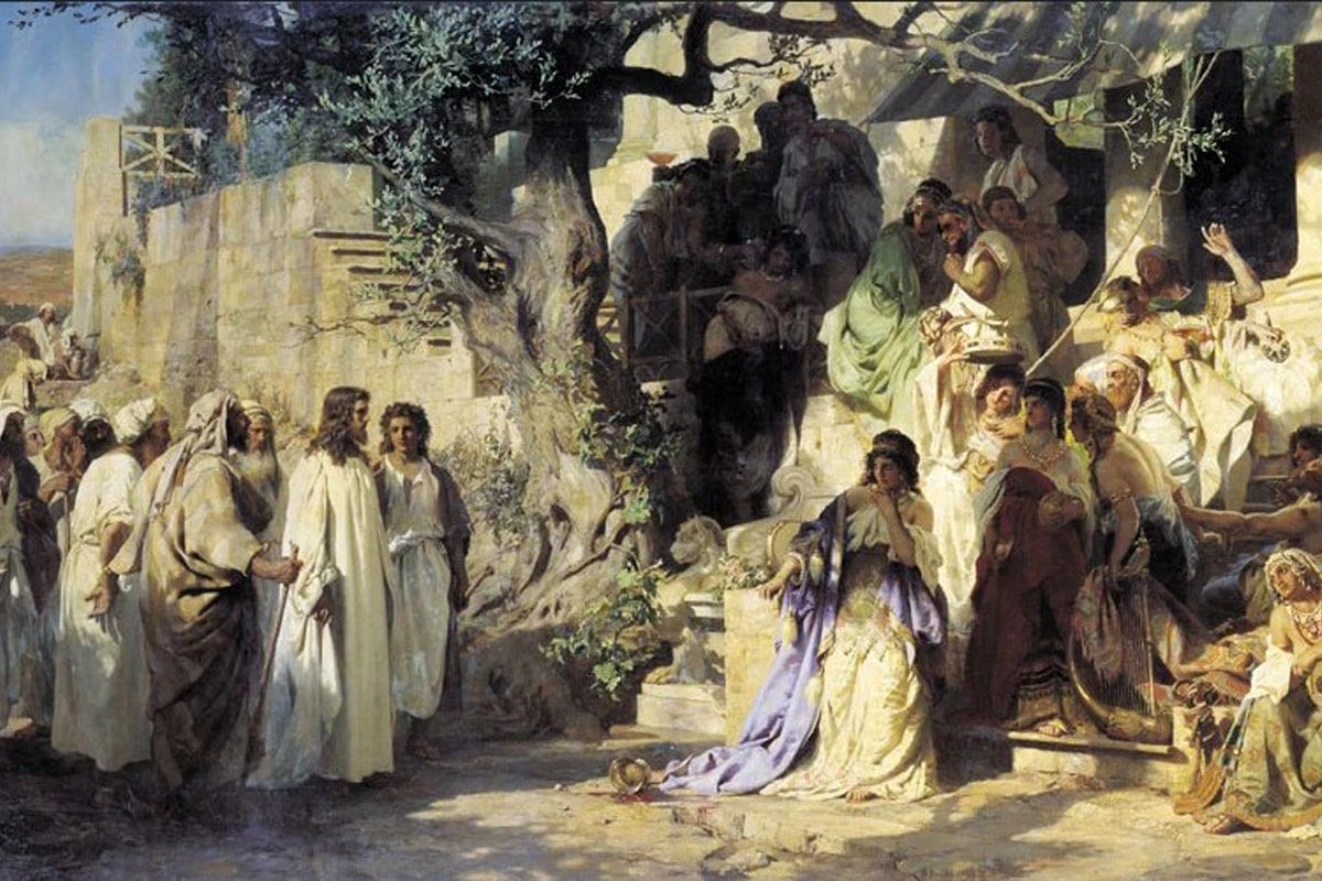 Jezus i jawnogrzesznicy - Henryk Siemiradzki (fragment)