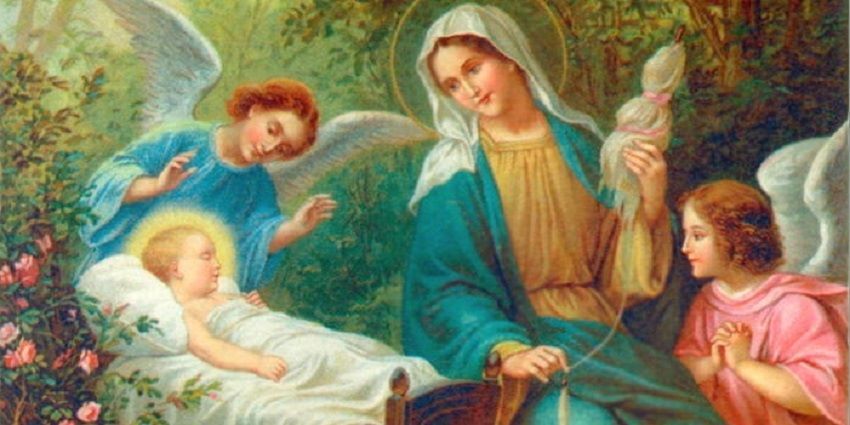 Obraz Maryji Panny i dzięciątka Jezus w towrzystwie Aniołów